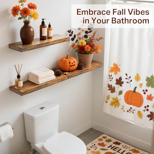 BAYKA Rustic Brown Bathroom Floating Shelves, 15.7in, 3Pk, Wall Mount Shelf - Image 3
