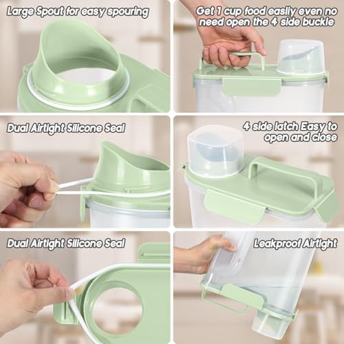 LEAWALK 5-7Lbs Airtight Dog Cat Food Storage Container Llight Green 2Pack - Image 3