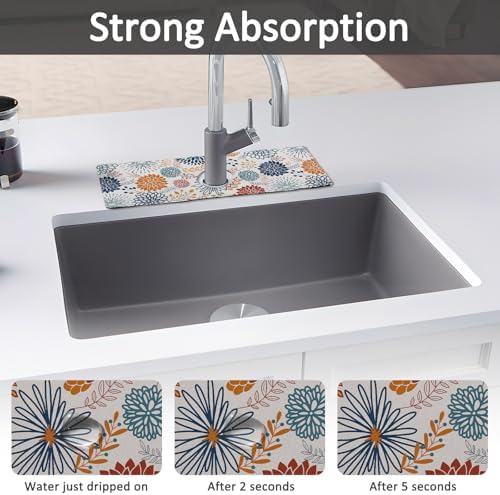 15" X 5.5" Kitchen Sink Splash Guard Faucet Mat Mandala Super Absorbent Fast Drying Faucet Guard & Draining Mat Sink Splash Guard Behind Faucet for Kitchen, Bathroom - Image 3