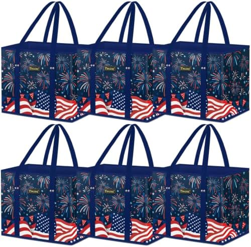 BALEINE 6PK Reusable Grocery Bags, Heavy Duty Shopping Tote Bag by BALEINE