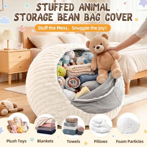 Bean Bag Cover No Filler Stuffed Animal Storage Bean Bag Chair Cover - Image 4