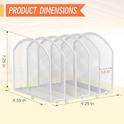 MINDEPOT Desk File Organizer 5 Sections Desktop Organizer File Sorter Office Organization File Folder Holder for Office School & Classroom (White, 5 Section - 1Pack) - Image 2