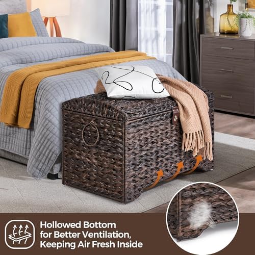 178L Handwoven Wicker Storage Basket with Lid, Large Storage Trunk - Image 3
