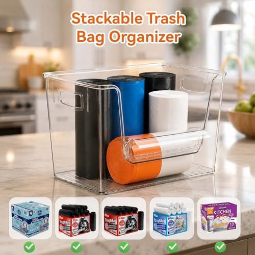 2-Pack Trash Bag Holder Dispenser with Bamboo Lid - Image 3