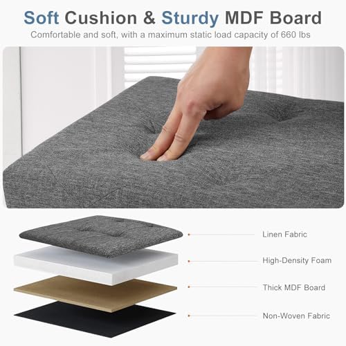 DUMOS 43 Inch Foldable Storage Ottoman Bench, Large Ottoman with Storage - Image 5