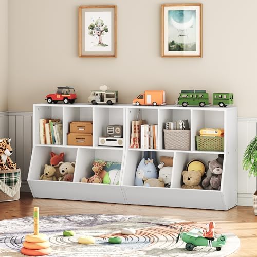 HOOBRO Kids Bookshelf, Bookcase Footboard, 31.5" L Toy Storage Cubby, Children's Toy Shelf, Toy Storage Cabinet, Fit for Children's Room, Playroom, Hallway, Kindergarten, White WT328CW01 - Image 4