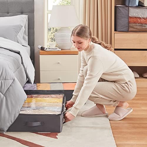 Lifewit 65L 4 Pack Under Bed Storage Container, Blanket Organizer, Gray - Image 6