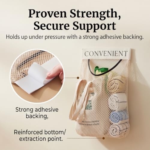 2 Pack Trash Bag Holder Dispenser Sticky Wall Mount Mesh Convenient Storage Organizer for Home Kitchen Grocery Plastic Shopping Garbage Bags Reusable Produce Tote Bag - Image 3