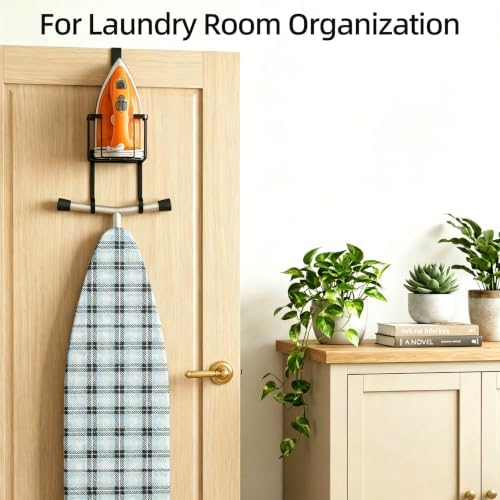TJ.MOREE Ironing Board Door Hanger with Basket, Laundry Storage, Black - Image 7