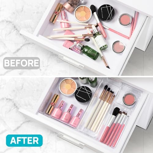 Vtopmart 15 PCS Clear Plastic Drawer Organizers Set, Vanity Organizer Trays - Image 2