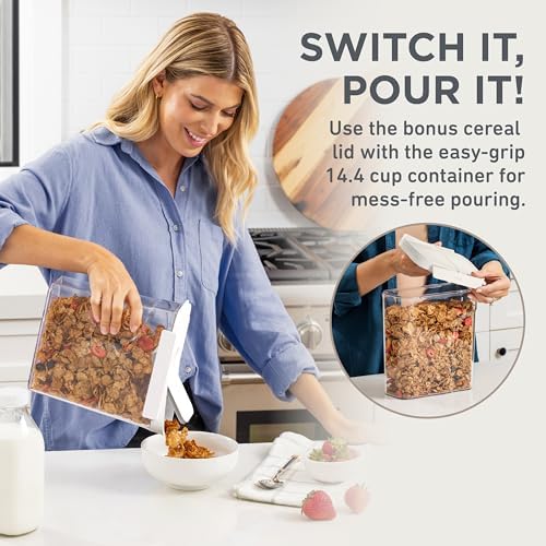 Bentgo Pantry - 22-Piece Airtight Food Storage Containers, Clear and Stackable Kitchen and Pantry Organization Set, Locking Lids for Freshness, Bonus Cereal Lid & Scoop, BPA-Free Plastic (Snow) - Image 5