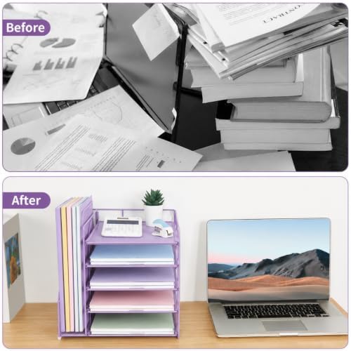 LEKETREE Desk Organizers and Accessories, 5-Tier Paper Letter Tray - Image 4