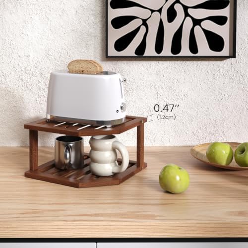 VERTORGAN 2 Tier Bamboo Corner Shelf 3 Pack Plate Organizer Kitchen(Brown) - Image 5