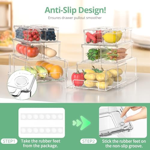 damynuo 14 Pack Clear Fridge Organizer with Lids and Refrigerator Drawers - Image 4