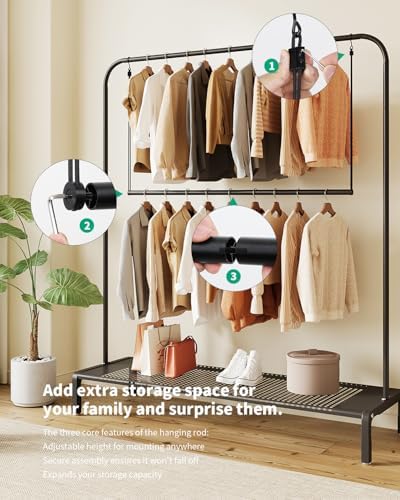 BaiNong Adjustable Closet Hanging Rod 48" Black Closet Rod Extender - Image 5