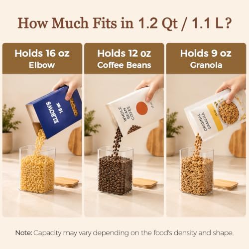 ComSaf Glass Storage Containers with Lids 1.2 Qt, Set of 4 Food Storage Jar - Image 4