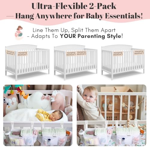 2-Pack Hanging Diaper Organizer for Crib, Playpen, Bassinet & Pack n Play - Image 7