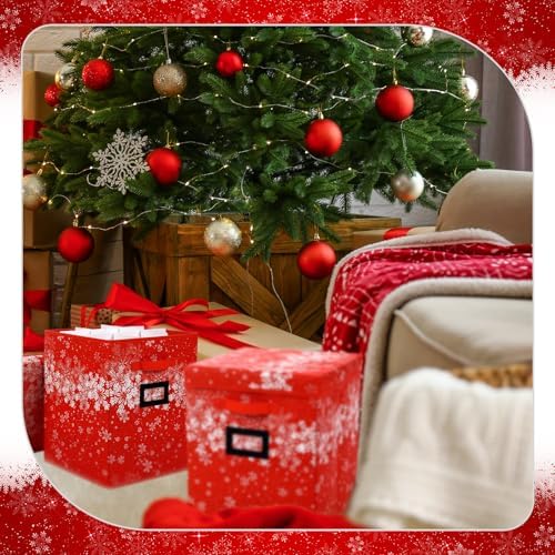 2 Pack 16 Inch Large Christmas Nutcracker Storage Box Hold 18 Nutcrackers Figurine Collectible Storage Box for Holiday Decor Carolers Santa Figure or Nut Cracker Ornaments(Snowflake,Red) - Image 5