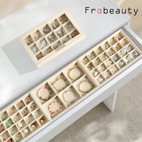 Frebeauty Stackable Jewelry Trays,Set of 4 Jewelry Organizer for Drawer - Image 2