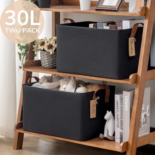 CHICVITA 30L Large Fabric Closet Bins for Shelves, 2Pack, Black - Image 5