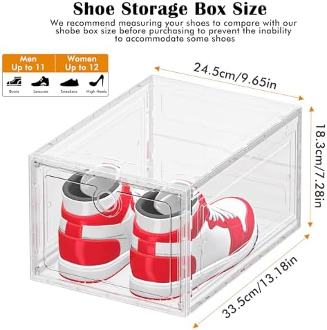 ARSTPEOE 12-Pack Shoe Storage Boxes Clear Magnetic Stackable - Image 2