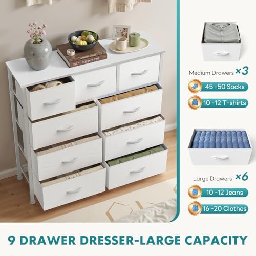 OLIXIS 9 Drawer Dresser for Bedroom, Closet Organizers and Storage, White - Image 5