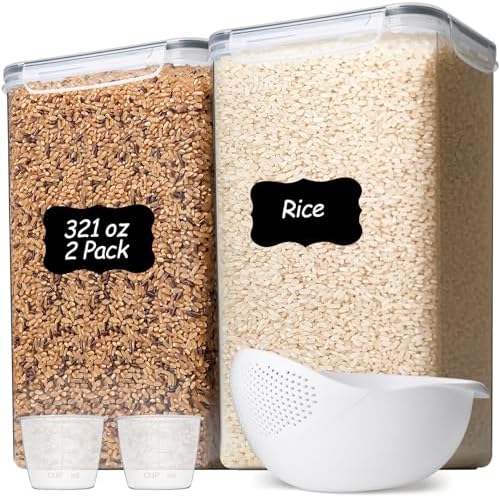 ComSaf Airtight Rice Storage Container with Lid 10Qt 2Pack, Large Capacity by ComSaf
