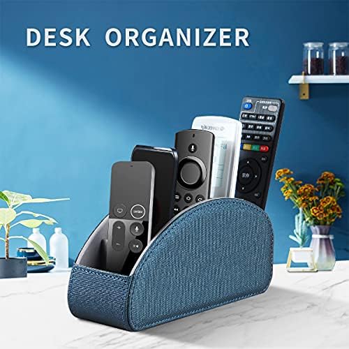Remote Control Holder Leather TV Remote Caddy for Table, 5 Compartments Nightstand Organizer for Bedroom Accessories/Bedside Remotes/Media Controllers/Office Supplies, Decorations for Living Room - Image 2