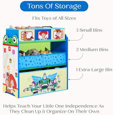 Delta Children - Toy Story Design & Store 6 Bin Toy Storage Organizer - Greenguard Gold Certified, Blue - Image 6