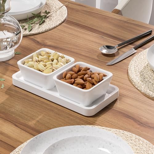 Weenson Small Bathroom Vanity Tray for Countertop Makeup Perfume Jewelry Decor Candle Keys, Bamboo Kitchen Tray for Soap Dispenser Spice, Small White Toilet Tray for Sink7.9 L x 4" W x 0.79" H - Image 2