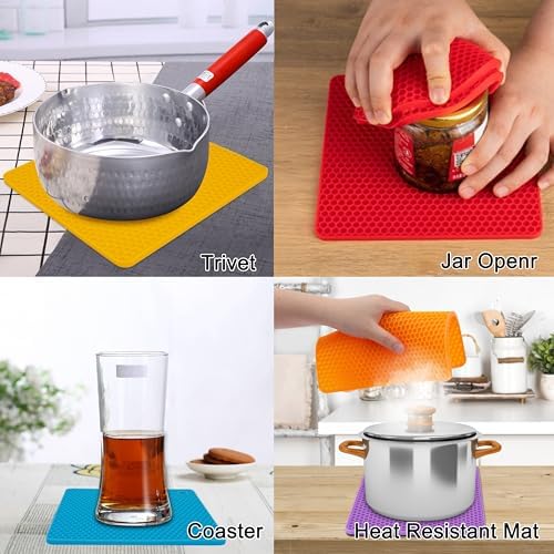 6 Pack Silicone Trivet Mat, Silicone Trivets for Hot Pots and Pans, Multipurpose Non-Slip & Heat Resistant Silicone Hot Pad for Kitchen Counter - Image 4