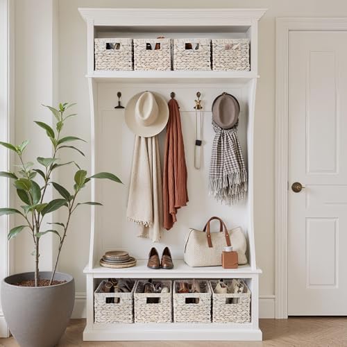 StorageWorks Wicker Storage Baskets for Shelves, White Wicker Basket, 2Pack - Image 5