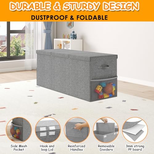 150L Extra Large Toy Storage Box with Lid, Foldable Toy Chest Organizer - Image 5