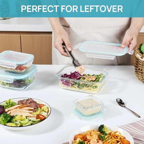 Vtopmart 8 Pack Glass Food Storage Containers with Lids Blue - Image 5