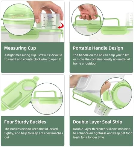 LEAWALK Cat Dog Pet Food Storage Container 5-7Lbs BPA-free-Clear Green - Image 5
