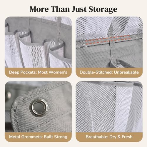 48 Pockets Over the Door Shoe Organizer, Mesh Hanging Shoe Rack for Women, 6-Column Heavy Duty Shoe Storage for Sneakers & Heels, Behind Door Holder for Entryway Bedroom Dorm College, Gray - Image 6