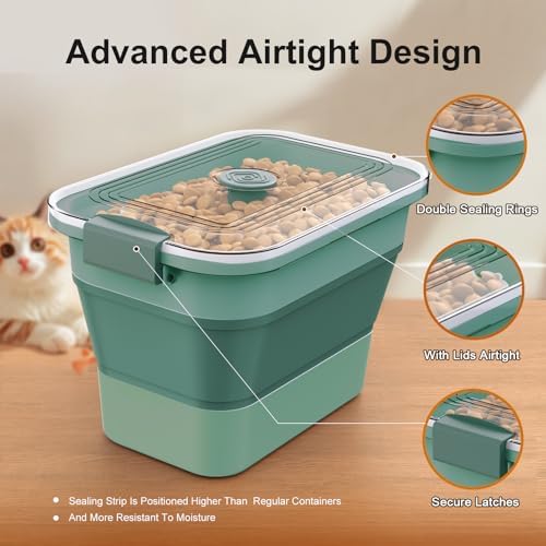 Dog Food Storage Container, 15-23 Lbs Collapsible Dog Food Container with Transparent Airtight Lid, Wheels and Scoop, Travel Pet Food Storage Container for Cat, Dog and Bird, Keep Dry Food Fresh - Image 7