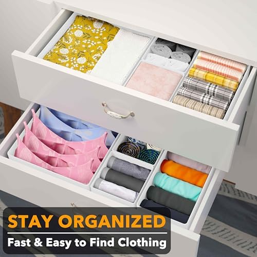 SpaceAid Drawer Organizer Clothes, 12 Pack Dresser Organizer Bins for Nursery, Closet Organization and Storage Dividers for Clothing, Baby Clothes, Underwears, Socks (White) - Image 3