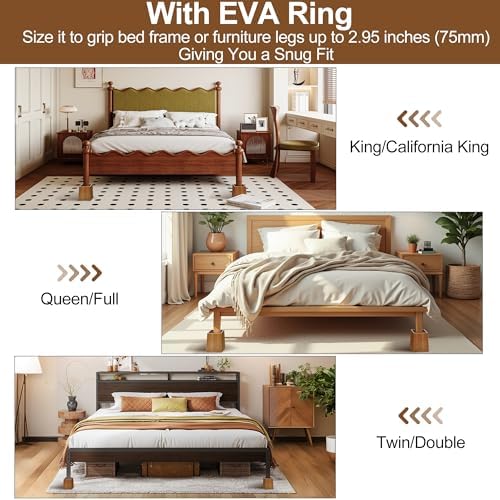 Wooden Bed Risers 5 Inch Heavy Duty, Support 2500 lbs, Brown - Image 2