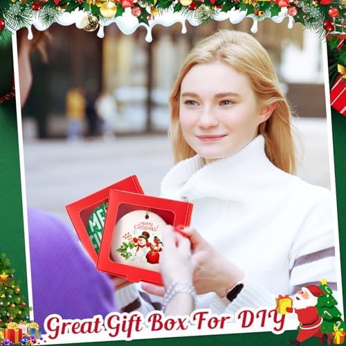 50 Pcs Christmas Sublimation Blanks Ornament Gift Box, Red - Image 5