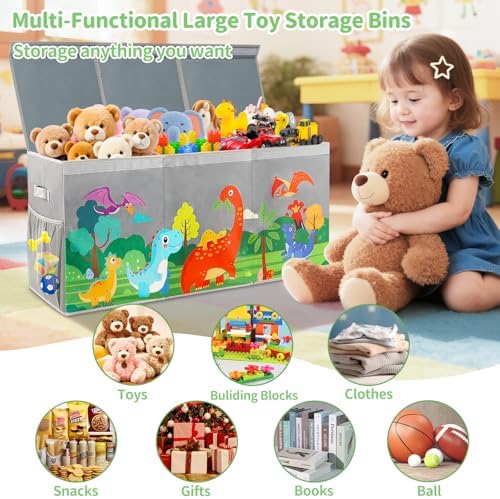 Extra Large Toy Box Chest with Lids Collapsible Storage Organizer for Kids - Image 2