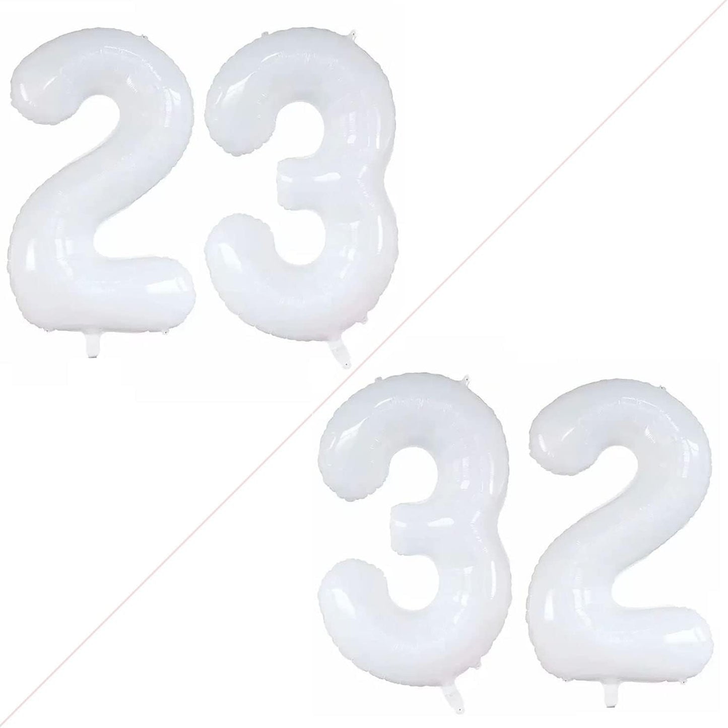 GOER Number 23 Balloons for 23rd Birthday Party Decorations,42 Inch Jumbo Foil Helium 32 Balloons for 32nd Birthday Party Decoration (White)