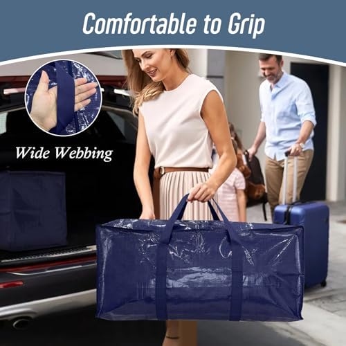 6 Pack Extra Heavy Duty Large Moving Bags with Strong Zipper, Dark Blue - Image 6