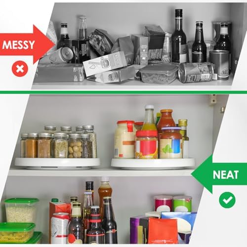 2 Pack, 12-Inch Non-Skid Lazy Susan Organizers - Turntable Rack for Pantry Organization and Storage, Kitchen, Fridge, Cabinets, Bathroom Makeup Vanity Countertop, Under Sink Organizing, Spice Rack - Image 5