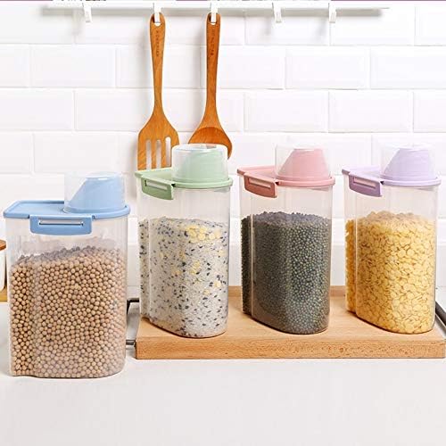 Pet Food Storage Container with Measuring Cup, Pour Spout and Seal Buckles Food Dispenser for Dogs Cats (Purple) - Image 7
