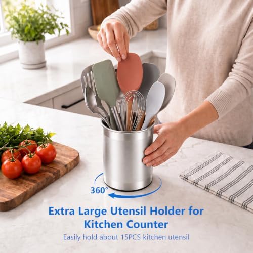 CHEFBEE 360° Rotating Stainless Steel Utensil Holder, Extra Large - Image 3