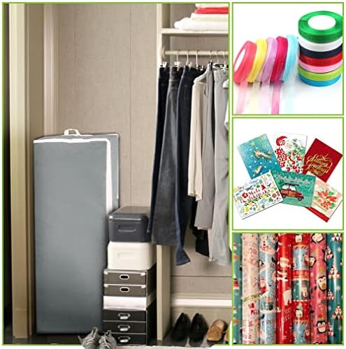 Wrapping Paper Storage Container | Gift Wrap Organizer Under Bed 41”x14”x6” Box Holder for 18-24 Rolls Up to 40” | 600D Oxford Material | Pockets for Ribbon Bows (Grey) - Image 6
