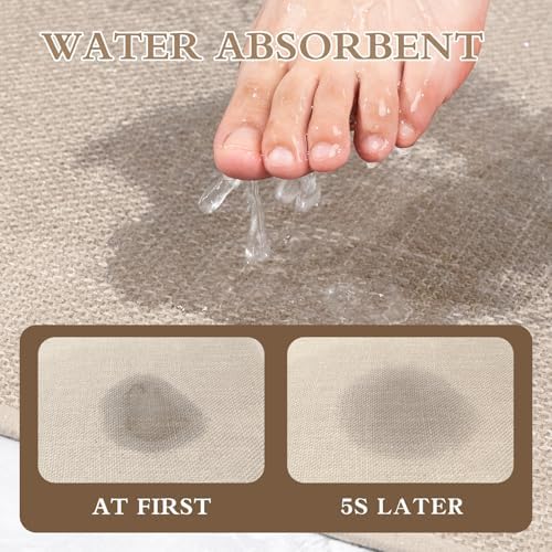 chakme Bathroom Rugs Mat 47x25, Ultra Thin Non Slip Bath Mat Large Quick Dry Absorbent Bath Mat for Bathroom Floor, (Light Beige, 47"x25") - Image 3