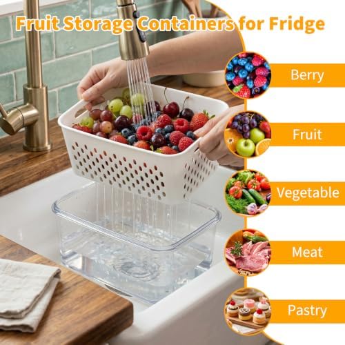 Berry keeper Fruit Storage Containers for Fridge with Removable Colander - Image 3