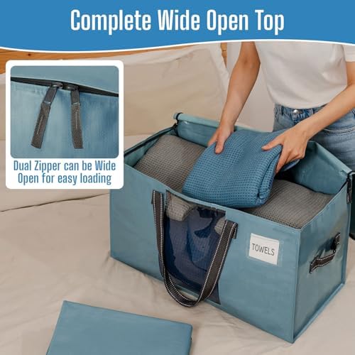 VENO Moving Bags, Wide Open Top, Clear Window, Light Blue, 4 Pack - Image 2